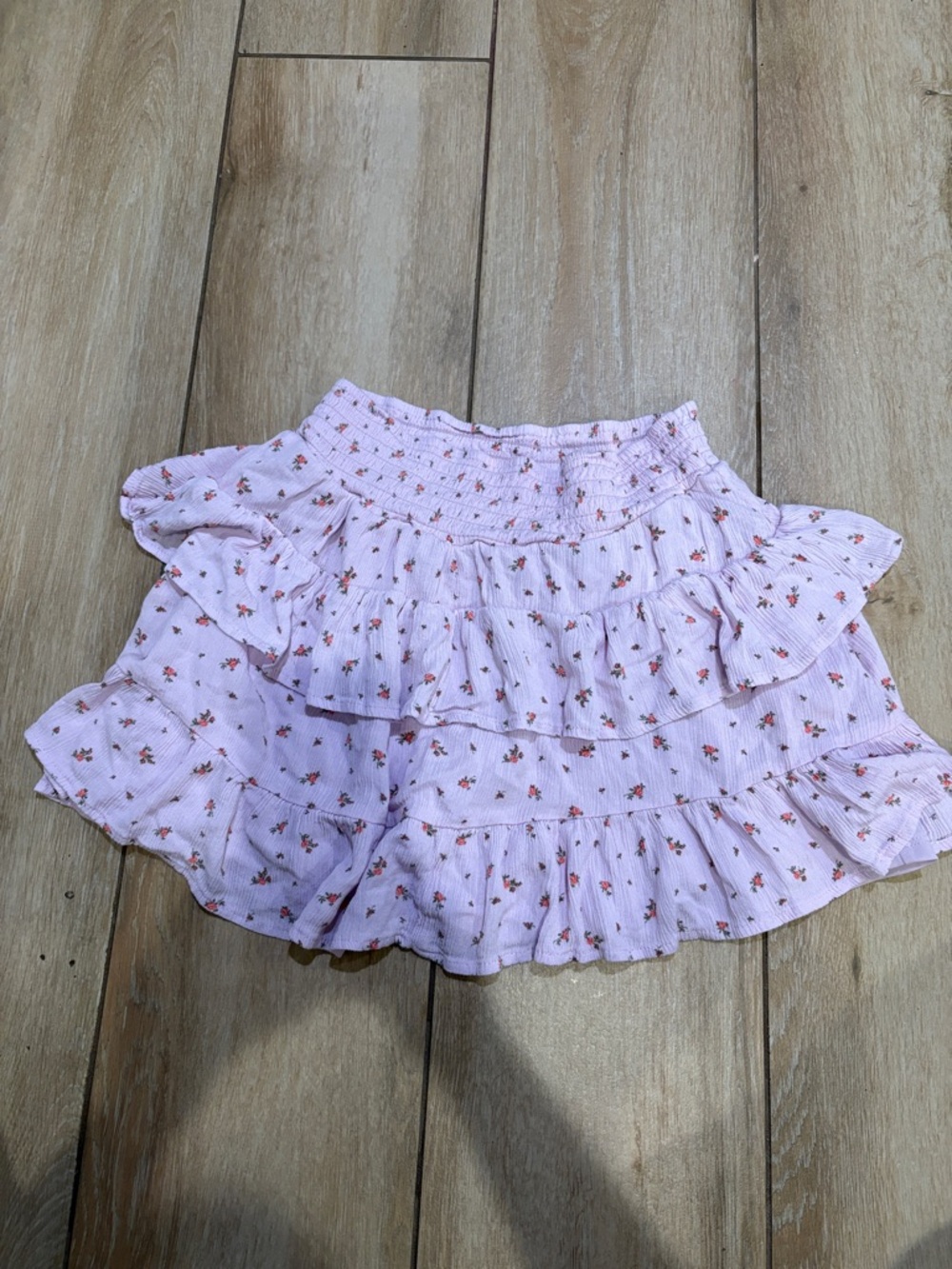 art class Pink Floral Tiered Ruffle Skirt for Girls